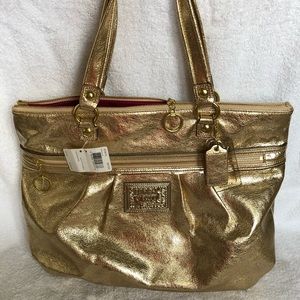 Coach Large Gold Leather Shoulder Bag